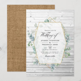 Rustic Geometric Eucalyptus Garden Wedding Einladung