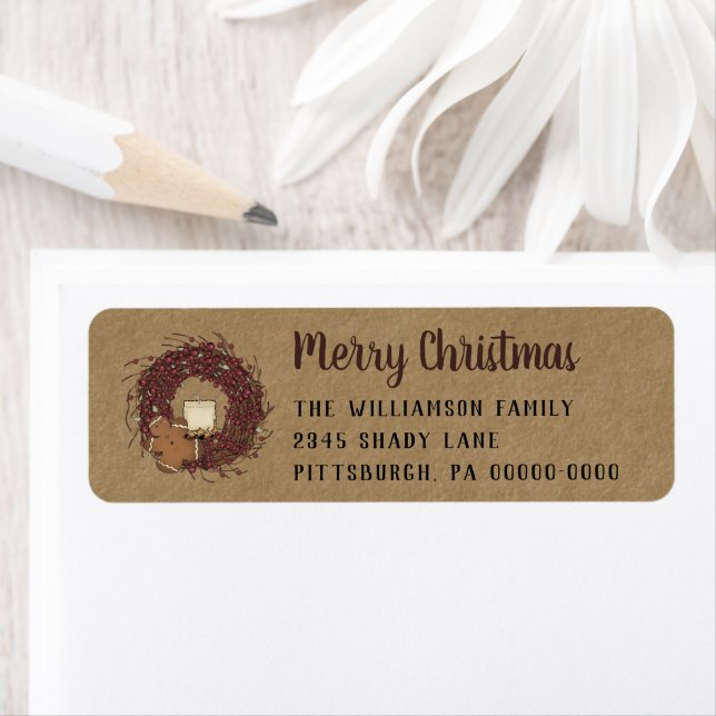 Rustic Gingerbread BeWreath Kraft Rücksendeadresse (Insitu)