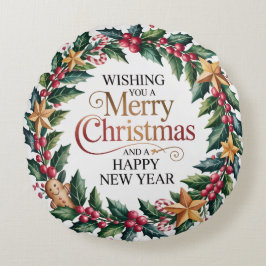 Rustic Gingerbread Holiday Rundes Kissen