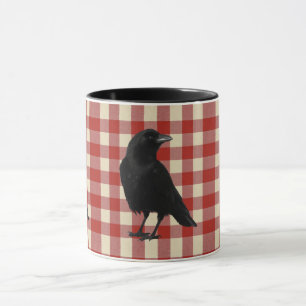 Rustic Gingham Crow Tasse