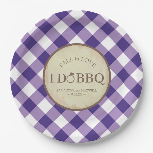 Rustic Gingham GRILLEN Picnic Wedding Pappteller (Vorderseite)
