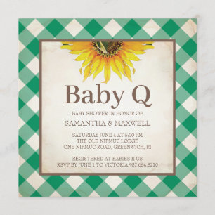 Rustic Gingham Schachbrett Baby Showroom Einladung