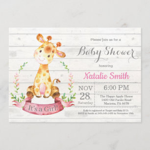 Rustic Girl Giraffe Kinderdusche Einladung