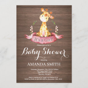 Rustic Girl Giraffe Kinderdusche Einladung