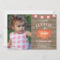 Rustic Girl Pumpkin Geburtstag Einladung Pink