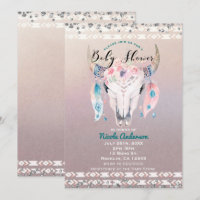 Rustic Glam Boho Floral Cow Skull Baby Dusche