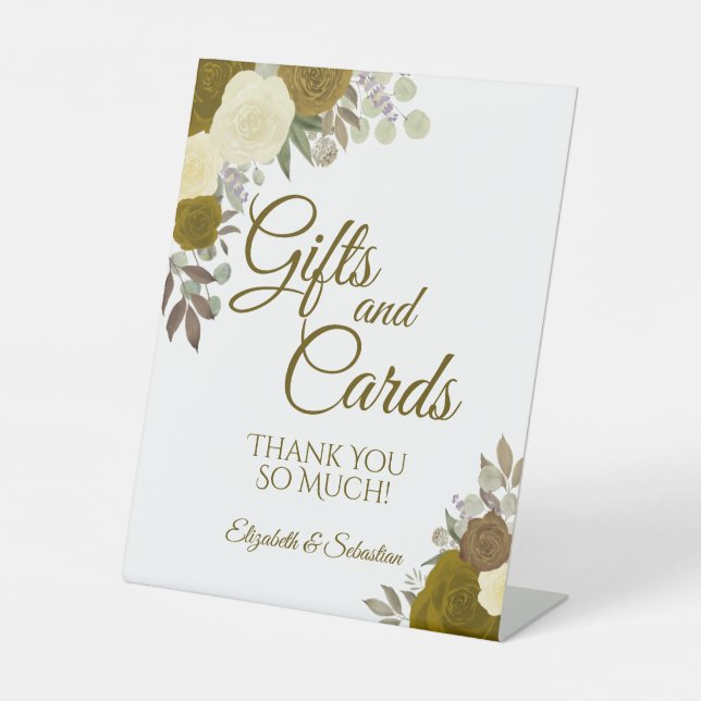 Rustic Gold Boho Chic Blumengeschenke & Cards Hoch Sockelschild (Vorderseite)