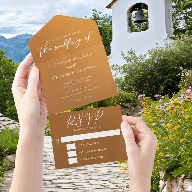 Rustic Gold Boho Hochzeit im Herbst All In One Einladung (Von Creator hochgeladen)