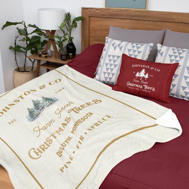 Rustic Gold Burlap Christmas Tree Farm Sherpadecke (Von Creator hochgeladen)