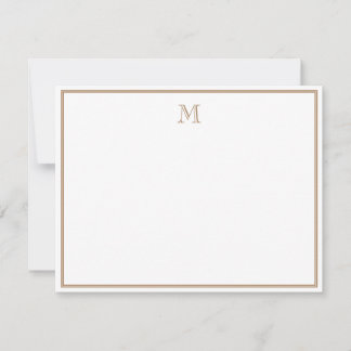 Rustic Gold Double Border Vintage Monogram Mitteilungskarte