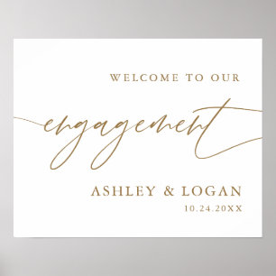 Rustic Gold Engagement Party Grande Affiche de bie