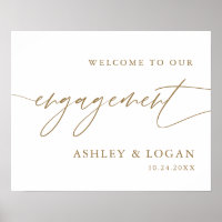 Rustic Gold Engagement Party Large Welcome Sign