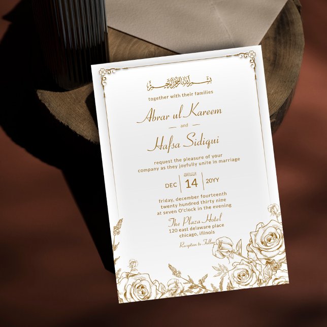 Rustic Gold Floral Chic Einladung (Von Creator hochgeladen)