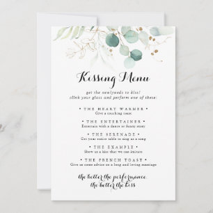 Rustic Gold Floral Mariage Kissing Menu Carte de j