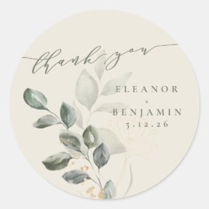 Rustic Gold Greenerity Custom Wedding Vielen Dank Runder Aufkleber