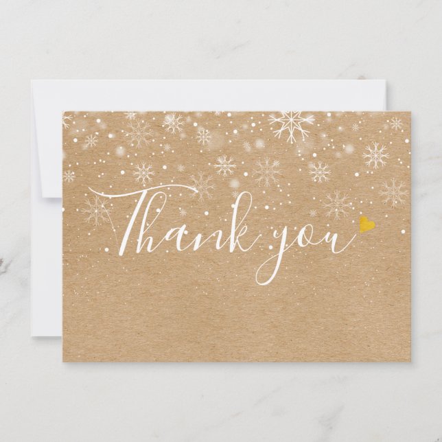 Rustic Gold Heart Script Carte de remerciements de (Devant)