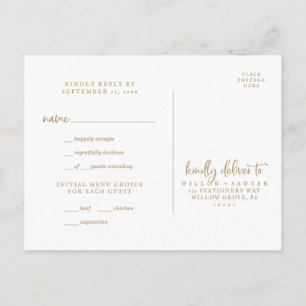 Rustic Gold Script Menü UAWG Einladungspostkarte