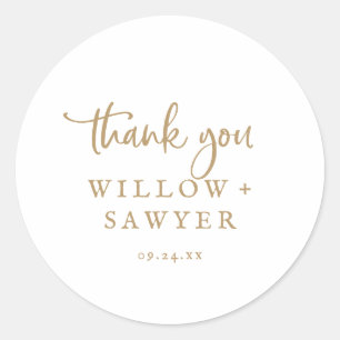 Rustic Gold Script Vielen Dank Gastgeschenk Hochze Runder Aufkleber
