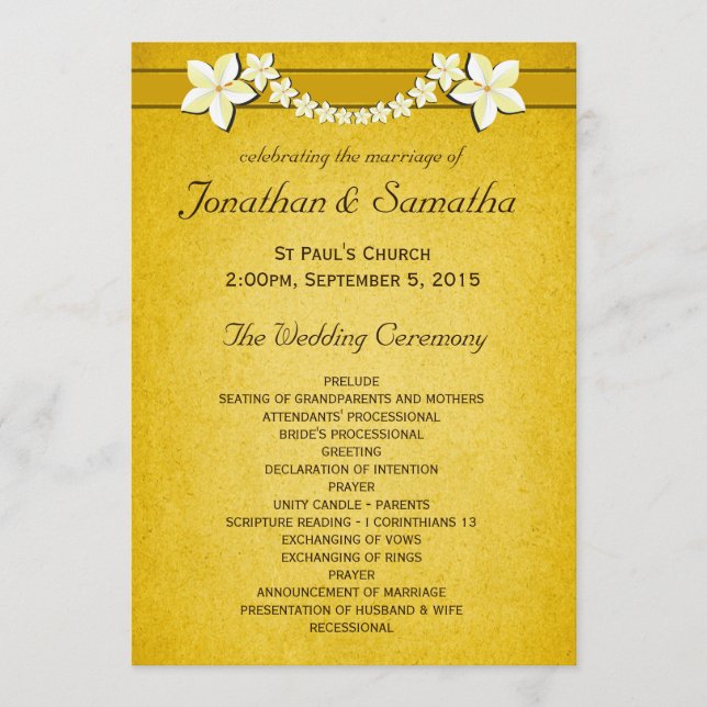 Rustic Gold Wedding Program Zeremonie & Party Programm (Vorderseite)