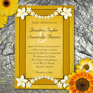 Rustic Gold White Floral Custom Wedding Einladung
