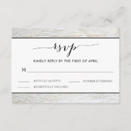 Rustic Gold Wood Grain Wedding RSVP Card