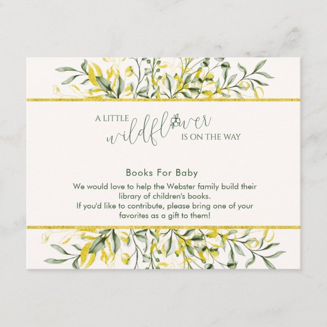 Rustic Golden Frame Baby Shower Book for Baby Begleitkarte (Vorderseite)