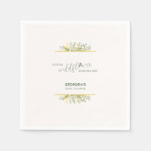 Rustic Golden Frame Wildflower on Way  Baby Shower