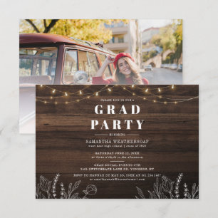 Rustic Grad Class of 2025 Graduation Party Foto Einladung