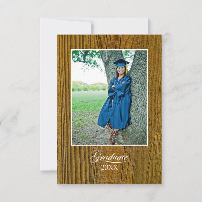 Rustic Graduation Celebration with Photo Einladung (Vorderseite)