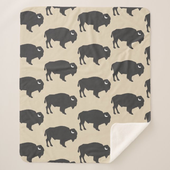 Rustic Gray Buffalo Bison Sherpadecke (Vorderseite)