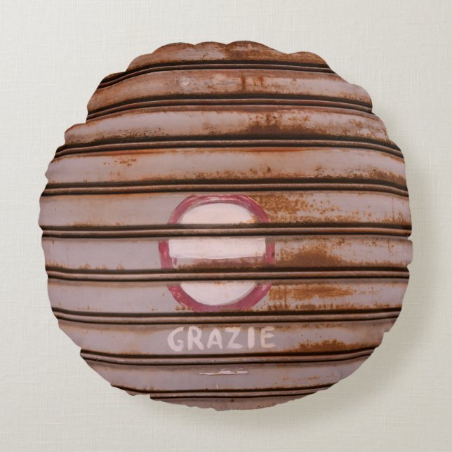 Rustic Grazie Shutter Napoli 1 Rundes Kissen (Vorderseite)