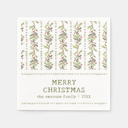 Rustic Green Botanical Christmas Serviette