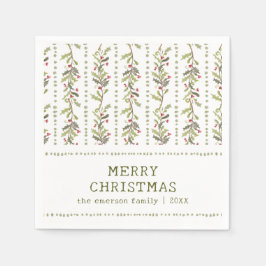 Rustic Green Botanical Christmas Serviette