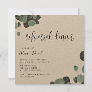 Rustic Green Dîner de répétition Kraft Invitation
