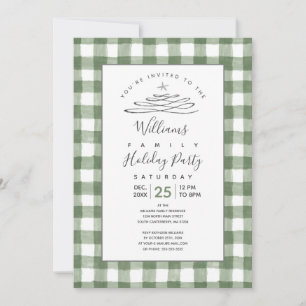 Rustic Green En vichy Holiday Invitation