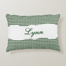 Rustic Green Gingham Personalized Name Dekokissen
