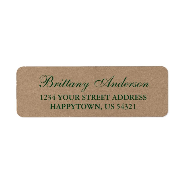 Rustic Green Kraft Wedding Return Address Label (Vorne)