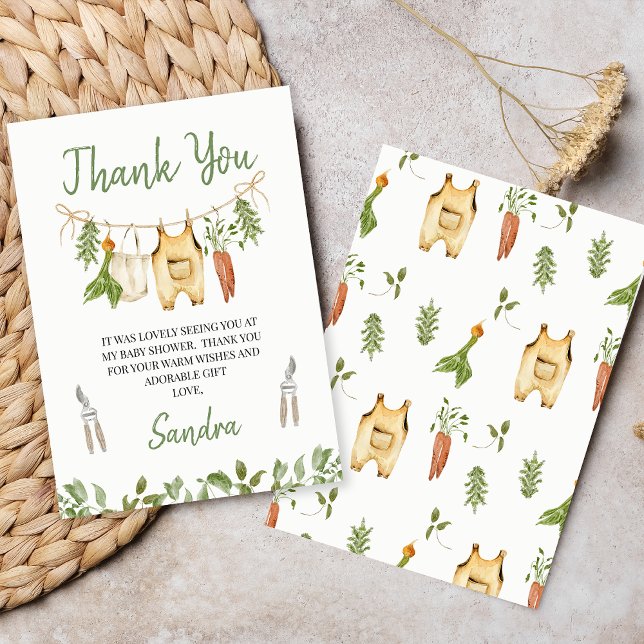 Rustic Green Locally Grown Baby Shower  Dankeskarte (Locally Grown baby Shower Thank You Card, Rustic Farmers Market Baby Shower Thank You Card, Clothes)
