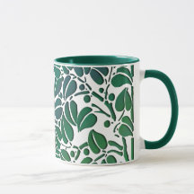 Rustic Green Scrolling Feuille café Mug