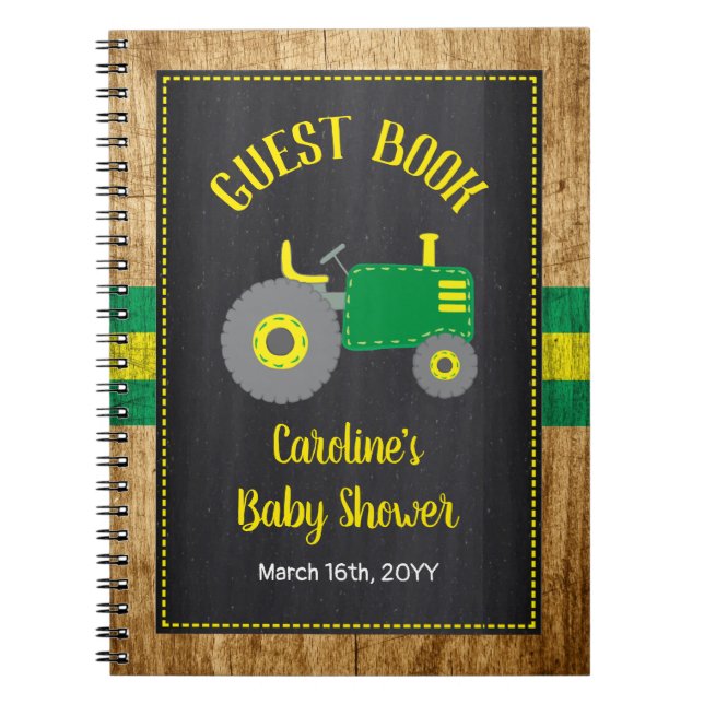 Rustic Green Tractor Baby shower livre d'hôte (Devant)