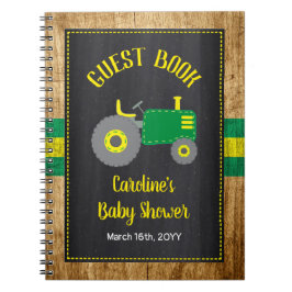 Rustic Green Tractor Babyshower Guest Book Notizblock