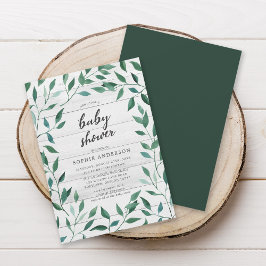 Rustic Greenery Baby Shower Einladung