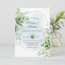 Rustic Greenery Dusty Blue Airy Hochzeitseinladung