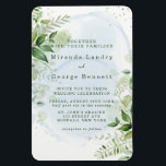 Rustic Greenery Dusty Blue Airy Wedding Einladung  Magnet<br><div class="desc">Dieses Design zeigt Blätter in smaragdgrünen Aquarellfarben,  dustig blauen,  schönen Tintenalkohol-Hintergrund. Ideal für Ihre Grün Hochzeitsfeiern!</div>