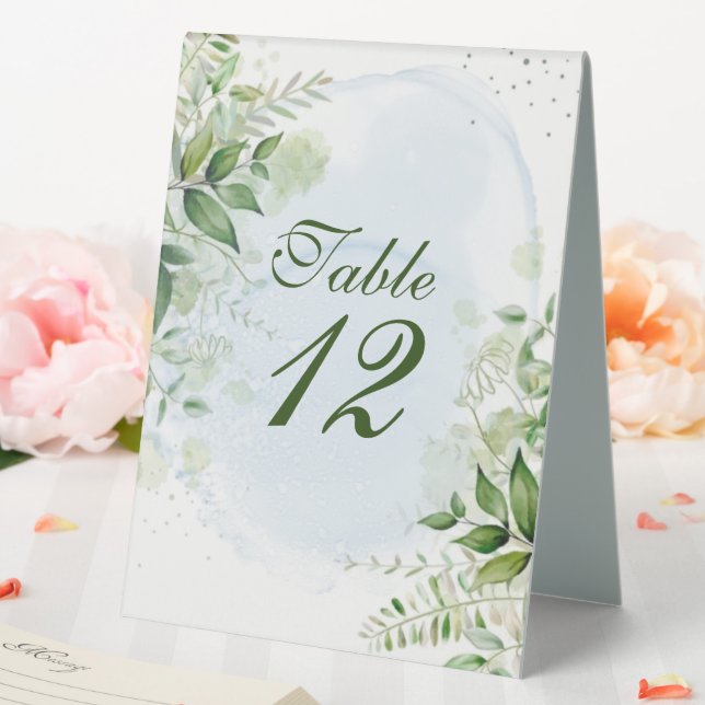 Rustic Greenery Dusty Blue Wedding Tischnummern T Tischaufsteller (In Situ (Hochzeit))