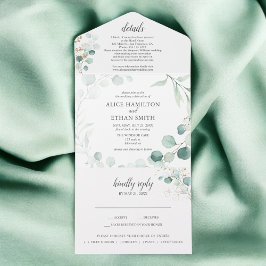 Rustic Greenery Eucalyptus Summer Wedding All In One Einladung