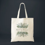 Rustic Greenery Frame Maid of Honor Tragetasche<br><div class="desc">This rustic greenery tote bag features the words "Maid of Honor" in modern sage green handwriting,  framed above and below by watercolor foliage and berries in subtle shades of green,  gray,  and blue.</div>