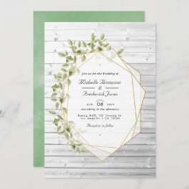 Rustic Greenery Geometric QR Code UAWG Wedding Einladung