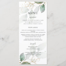Rustic Greenery Gold Feuille Menu Mariage