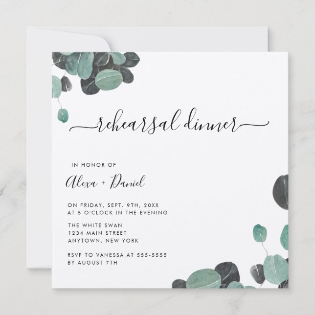 Rustic Greenery Kraft Probe Dinner Einladungen (Vorderseite)